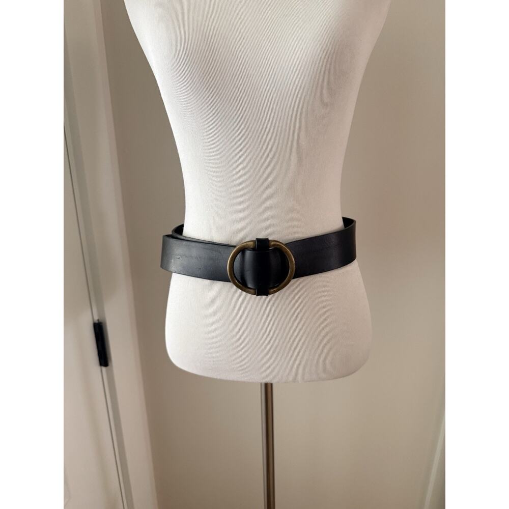 Martina Mori Anthropologie Leather Belt Womens L Black Italy Brass Buckle Wrap - Picture 11 of 11